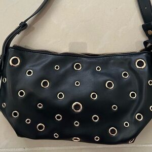 Urban Expressions Black Shoulder Bag with Silver Grommets